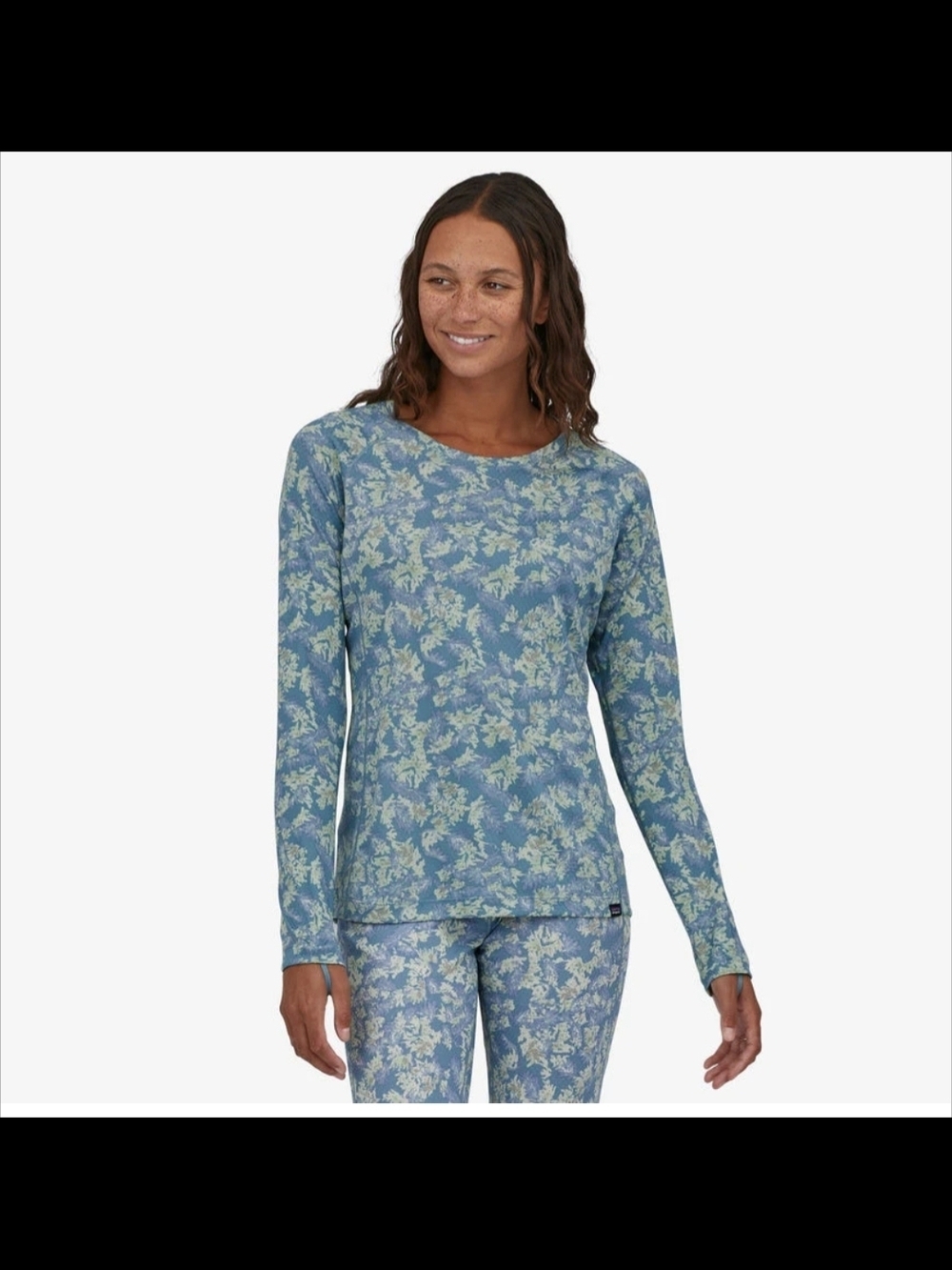 Patagonia Capilene Midweight Crew Long Sleeve Top Floral Light Plume Grey